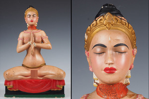A_VB23 旧家初出 裸婦 女人像 美人像 仏像 仏教美術 高さ35cm / 中国古玩 ガンダーラ 観音菩薩