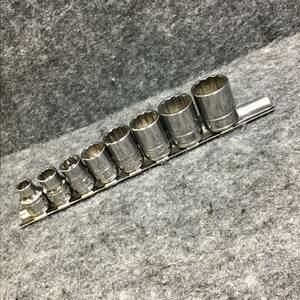 【美品】スナップオン(Snap-on) 3/8" 12角シャローソケット インチサイズ 8本セット 5/16"~3/4"【桶川店】