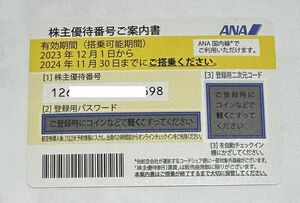 【送料無料】ANA　全日空株主優待券　2024年11/30まで　1枚【管理番号002】