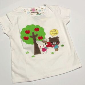 未使用　ねこ　くま　アップリケ付き　Ｔシャツ　白　サイズ　10