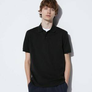 [L] UNIQLO ドライ カノコ ポロシャツ (半袖) ブラック ユニクロ