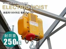  電動ウインチ 強力 小型ホイスト 家庭用100V対応 50Hz 最大250kg 移動式 吊り下げタイプ_画像2