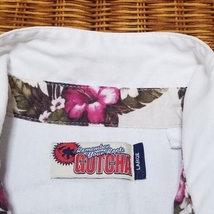 【麻混/美品】◎ GOTCHA ガッチャ/ 半袖 フロント&バック刺繍ロゴ 麻混 シャツ　SIZE： L　オフホワイト_画像4