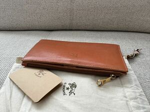  new goods IL BISONTE long wallet Il Bisonte rhinoceros freon g wallet leather orange Brown tongue change purse . cow leather C1136..EP SCW068