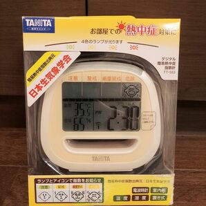 タニタ　簡易熱中症指数計　TT-553-OR　デジタル温湿度計　電波時計機能付　置時計　TANITA　TT553OR