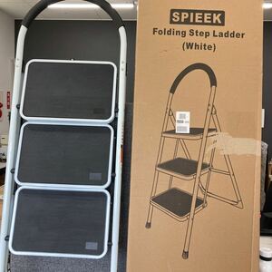 0605c3113 SPIEEK stepladder 3 step step‐ladder ladder withstand load 150kg folding step pcs slip prevention iron material ( white three step )** including in a package un- possible **