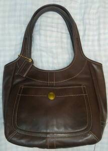 [ Coach ] Brown rainbow Rainbow lining leather tea COACH bag bag lady's woman woman [20/02 J-4]