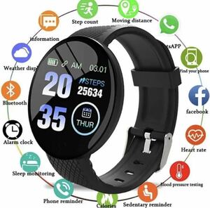  recent model multifunction smart watch D18 black waterproof 