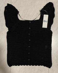 GU 2way レーシースクエアネックセーター　半袖　カットソー　BLACK 黒　半袖トップス　新品　かわいい　Tシャツ　ジーユー