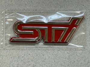 未使用 スバル STI ロゴ メタルステッカー レッド&クロームメッキ
