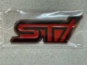 未使用 スバル STI ロゴ メタルステッカー レッド&艶消しブラック
