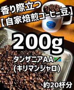 【匿名配送】自家焙煎コーヒー豆 タンザニア(キリマンジャロ) 約20杯分/200g(珈琲豆or粉)