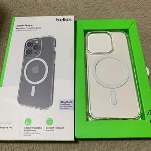 605t0528☆ Belkin iPhone 14 Pro用クリアケース MagSafe対応 マグネット搭載 薄型 超耐衝撃 UV耐性 黄ばみ防止