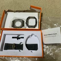 605t1309☆ 高級軽量透明ケース用Apple Watch Ultra 1/2 49mmバンド カバー付き 高耐久 フル保護カバー (透明マット白) (明インク黒)_画像1