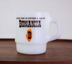 【定形外 送料無料】美品！★ ファイヤーキング マグ ボナンザ BONANZA 父の日 耐熱 ミルクグラス ビンテージ アメリカ製 ヴィンテージ　3