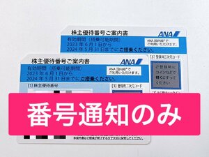 【即決】全日空 ANA株主優待券 2枚セット 2024年5月31日迄 番号通知【H-0053】