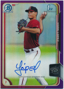 ☆ Yoan Lopez MLB 2015 Bowman Chrome 1st Bowman Purple Refractor Auto 250枚限定 直筆サイン リフラクターオート ヨアン・ロペス