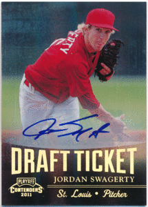 ☆ Jordan Swagerty MLB 2011 Playoff Contenders Draft Ticket Signature Auto 直筆サイン オート ジョーダン