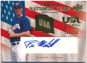 ☆ Tim Melville MLB 2008 Upper Deck UD USA Baseball National Team Box Set Junior Signature Auto 330枚限定 直筆サイン オート 