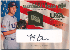 ☆ Y.J. House MLB 2008 Upper Deck UD USA Baseball National Team Box Set Junior Signature Auto 147枚限定 直筆サイン オート ハウス