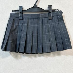 1円 〜 制服 グレー・白・水色 格子柄 マイクロミニスカートW69 丈26.5 冬用