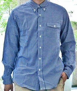 美品　IKE BEHAR　アイク ベーハー ギンガムチェックシャツ　GINGHAM CHECK L/S SHIRT　BLUE/WHITE　MADE IN U.S.A　サイズ ：M