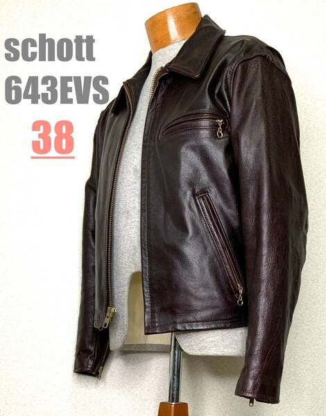 美品④schott【38】643EVS 米国製シングルライダース◇牛革ジャン ハーレーgpz