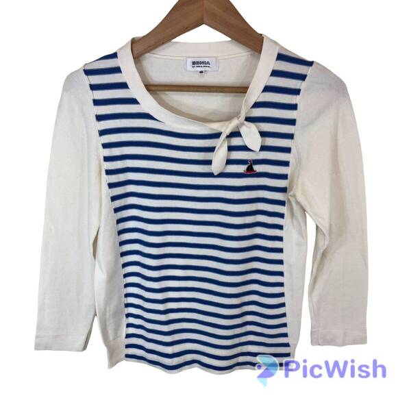 Sonia Rykiel ソニアリキエル ladies レディース ボーダー柄 マリン 長袖 tシャツ ロングtシャツ トップス 船 size:38(M) ブルー