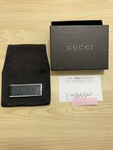 ☆☆GUCCI マネークリップ シマ グッチ 札挟み 財布 メッキ レザー ブラック☆☆_画像1