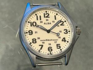  wristwatch SEIKO Seiko ALBA Alba 5BAR V501-0AK0 ivory face nop only secondhand goods present condition goods 