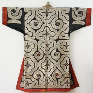 [TAKIYA]7250[a собака раса костюм kapalamip] белый ткань порез . документ . дерево хлопок вышивка antique kimono textile.. Hokkaido старый изобразительное искусство времена 