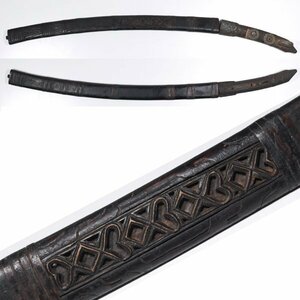 [TAKIYA]7181 [a dog sword .] tree carving M si. type sword sword fittings .. Hokkaido old fine art era 