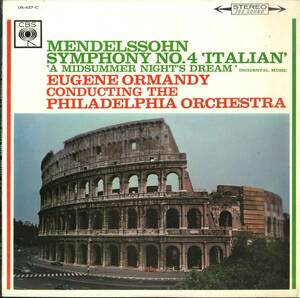 A00561416/LP/ユージン・オーマンディ「メンデルスゾーン：交響曲第4番イ長調 イタリア 作品90」