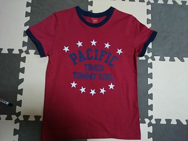 TOMMY GIRL リンガーTシャツ 赤 M 半袖