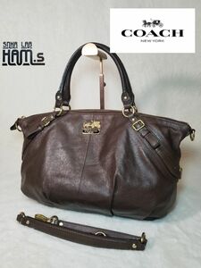 極美品　COACH　コーチ 2WAY　ショルダーバッグ レザー 馬車　ハンドバッグ 本革 トートバッグ　茶　ブラウン