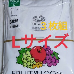 Lサイズ 即決！送料無料！3枚組 インナー Tシャツ FRUIT OF THE LOOM フルーツ オブ ザルーム 肌着 下着 紳士 ビジネスシャツ 丸襟の画像1