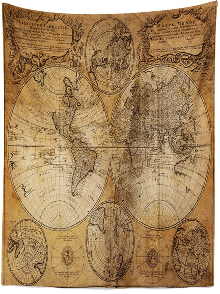ヴィンテージ風 タペストリー 大航海時代 世界地図 古地図 ワールドマップ 壁掛け 壁飾り おしゃれ インテリア ウォール 布製75ｘ100cm