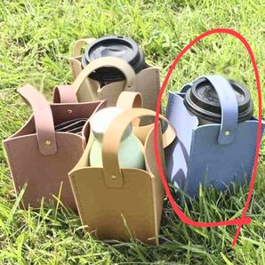 ドリンク カップ ホルダー 底あり ブルー テイクアウト コーヒー タンブラー 折りたたみ エコバッグ