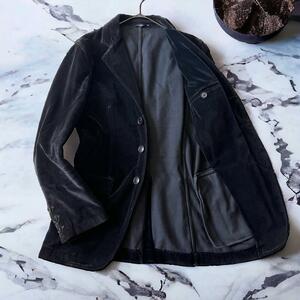  прекрасный товар *DOLCE&GABBANA Dolce & Gabbana велюр tailored jacket одиночный 3B чёрный черный 