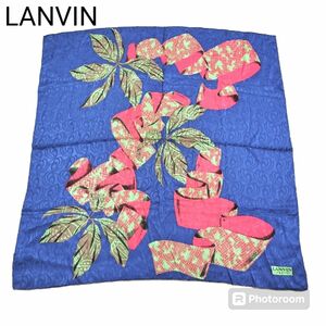 【美品.1点限り】LANVIN シルク100% 大判 スカーフ Made in Italy 素材タグ付