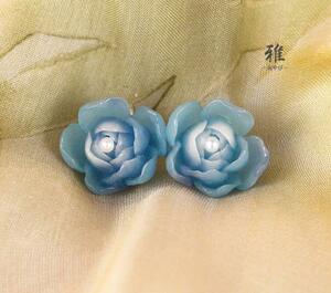 【 雅 】 三分紐専用♪優しい色。o○ 綺麗なお花に本真珠 帯留め ブルー