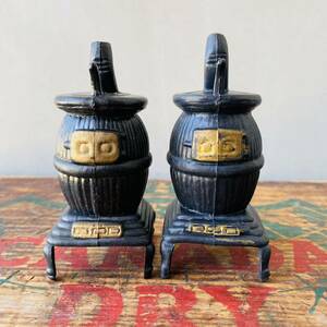 【vintage】potbelly stove salt&pepper ポットベリーストーブ ソルト&ペッパー セット