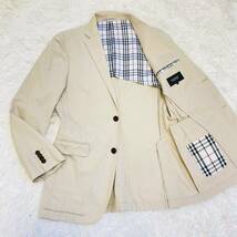 1円〜 希少品 BURBERRY BLACK LABEL バーバリーブラックレーベル テーラードジャケット ベージュ ストライプ ノバチェック 2B シングル M_画像1