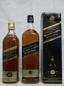 【未開栓・古酒】ジョニーウォーカー ブラックラベル 12年 760ml 43% 1000ml 43% 2本セット　Johnnie Walker Black スコッチウイスキー 