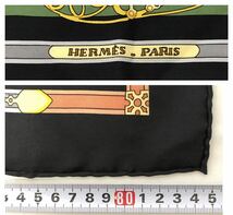 エルメス スカーフ カレ 90 グリーン シルク 大判 化粧箱 HERMES 中古 現状品_画像5