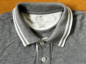 ブルネロ クチネリ Brunello Cucinelli エレガントな半袖ポロシャツ ビジネス用途にも グレー