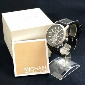 1円～ 【メンズ腕時計】MICHAEL KORS マイケルコース クロノグラフ MK-9028 自動巻き 裏スケ ラバーベルト 箱その他付 の画像1