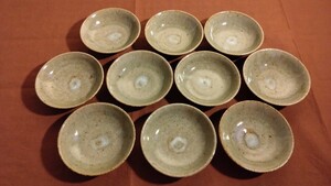  Echizen . legume plate pastry plate green . celadon delivery antique Echizen .10 customer 