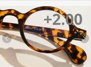  frequency +2.00 design 002 tortoise shell pattern farsighted glasses sini Agras Showa Retro 