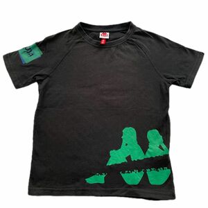 kappa カッパ Tシャツ ブラック 半袖 半袖Tシャツ クルーネック BLACK ロゴ 140 10years 10歳 黒 緑